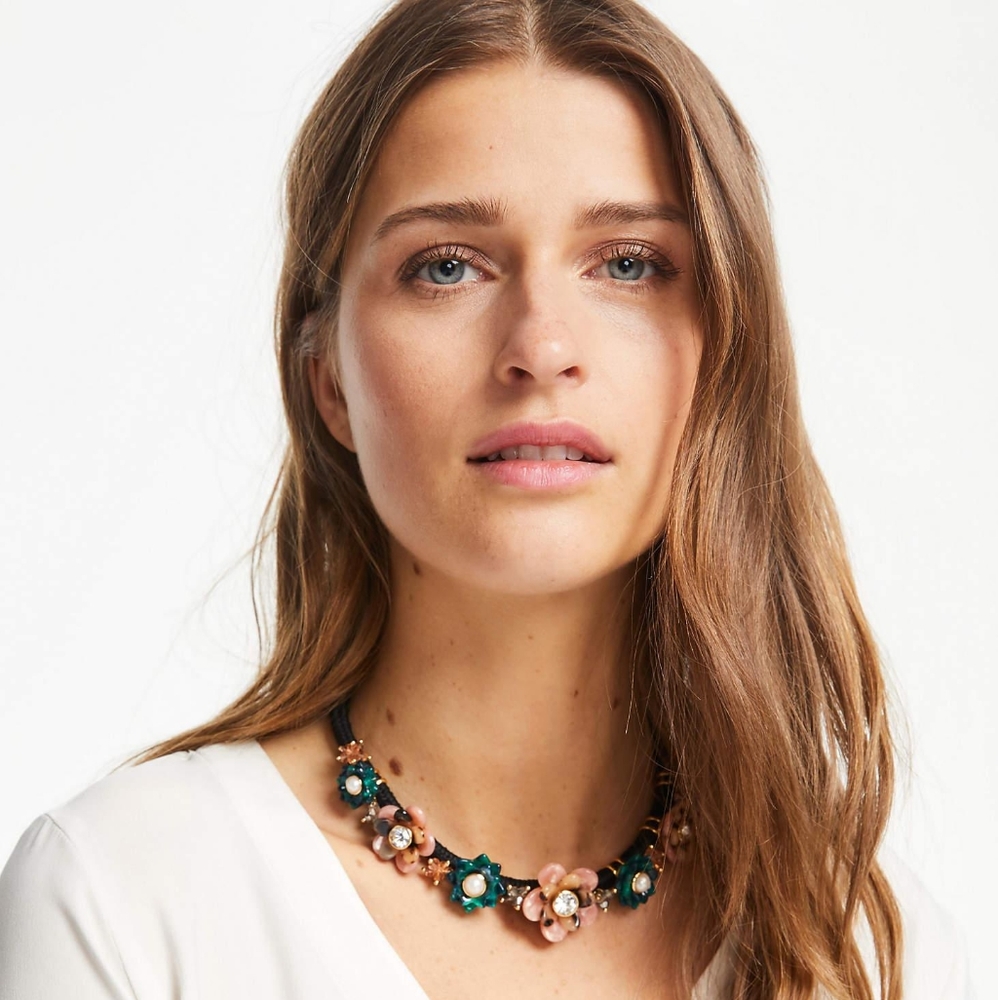 Tortoiseshell Print Flower Statement Necklace